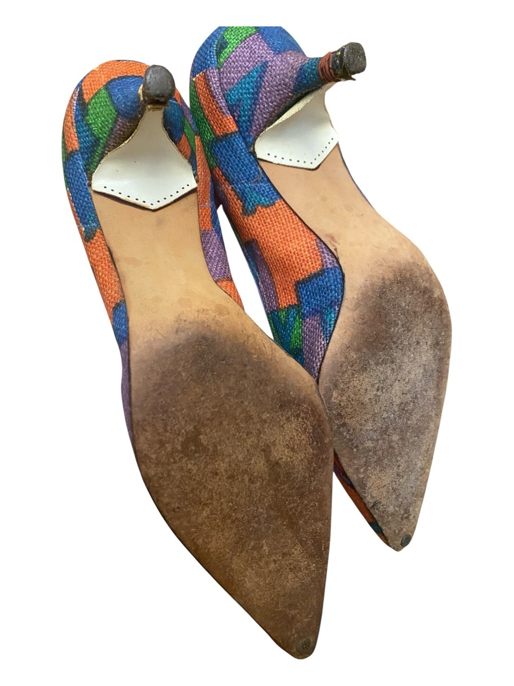Caressa By Taicher Womens Vintage Woven Point Toe Heels Size 8.5 4A Narrow Heels - Picture 4 of 11